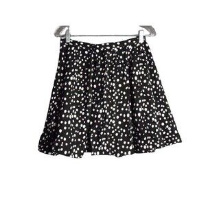 Forever 21 Essentials Black/White Polka Dot Pleated A Line Skirt Womens Size S/P